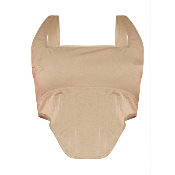 Prettylittlething Plus Khaki Twill Dip Hem Structured Cargo Corset Size 16 NWT - Picture 5 of 7